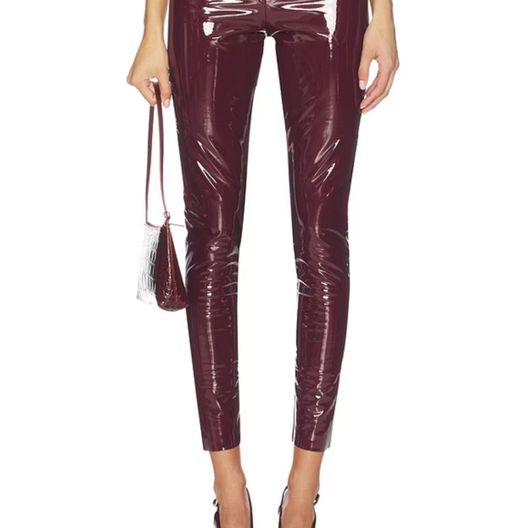 SPANX Faux Patent Leather Leggings in Ruby Red Burgundy - Picture 7 of 7